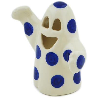Polish Pottery Ghost Candle Holder Blue Polka Dot Beauty