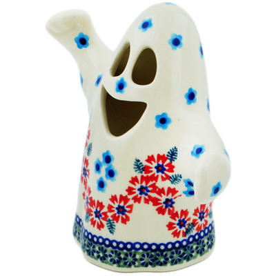 Polish Pottery Ghost Candle Holder Kismet Red