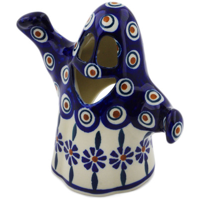 Polish Pottery Ghost Candle Holder Peacock