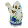 Polish Pottery Ghost Figurine 5&quot; Blue Floral Day UNIKAT