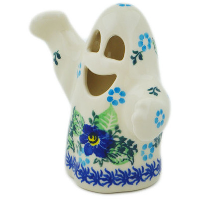 Polish Pottery Ghost Figurine 5&quot; Blue Floral Day UNIKAT