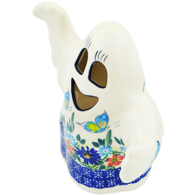 Polish Pottery Ghost Figurine 7&quot; Butterfly Flower Bed UNIKAT