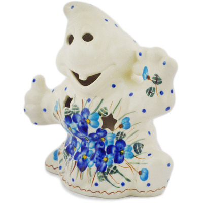Polish Pottery Ghost Figurine 8&quot; Blue Pansy