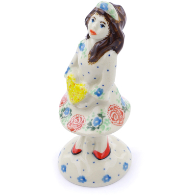 Polish Pottery Girl Figurine 6&quot; Flower Passion