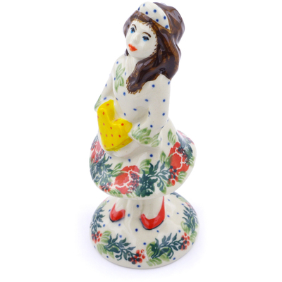 Polish Pottery Girl Figurine 6&quot; Polish Wreath