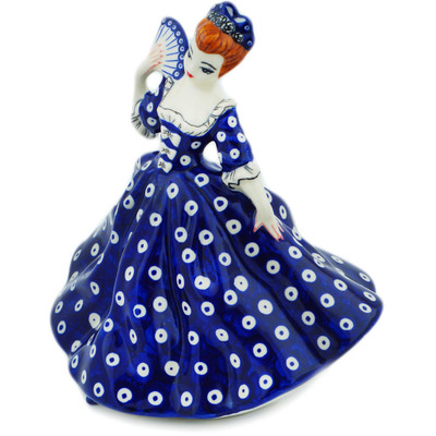 Polish Pottery Girl Figurine 9&quot; Blue Eyes