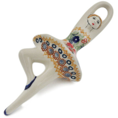 Polish Pottery Girl Ornament 7&quot; Summer Bouquet UNIKAT