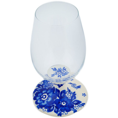 Polish Pottery Glass 18 oz Fancy Floral UNIKAT