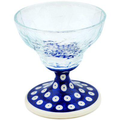 Polish Pottery Glass 7 oz Blue Eyed Peacock