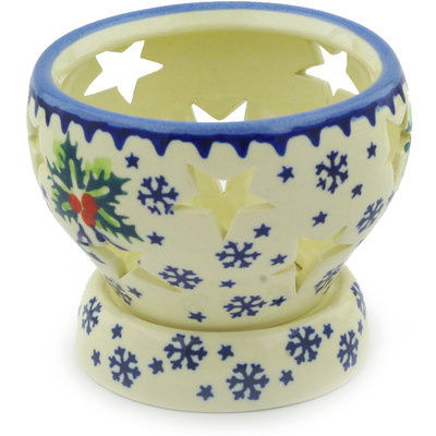 Polish Pottery Globe Shaped Candle Holder 4&quot;