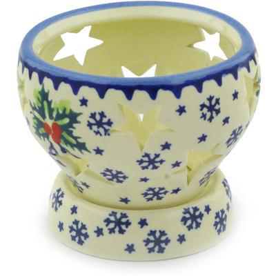 Polish Pottery Globe Shaped Candle Holder 4&quot; Ringing Bells
