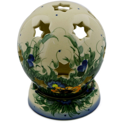 Polish Pottery Globe Shaped Candle Holder 5&quot; Spring Bouquet UNIKAT