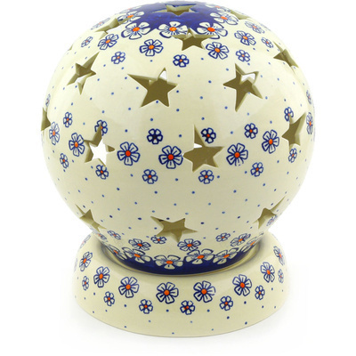 Polish Pottery Globe Shaped Candle Holder 9&quot;