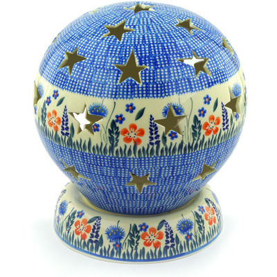 Polish Pottery Globe Shaped Candle Holder 9&quot;
