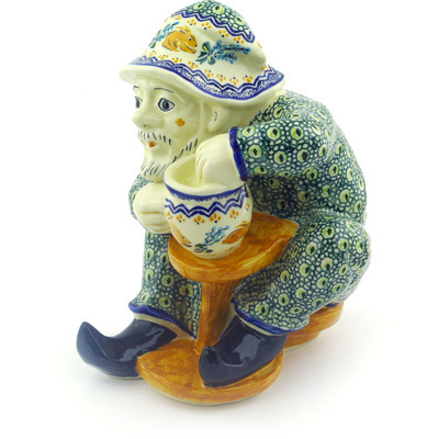 Polish Pottery Gnome Figurine 10&quot; Bunny Trail