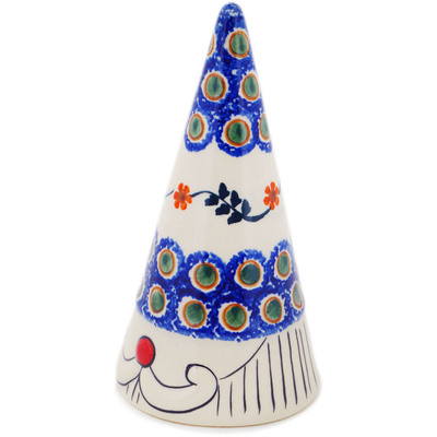Polish Pottery Gnome Figurine 3&quot; Sunflower Peacock