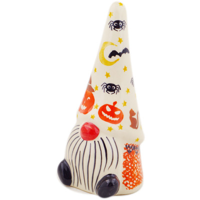 Polish Pottery Gnome Figurine 7&quot; Halloween Spooky Pumpkin