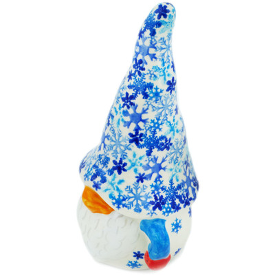 Polish Pottery Gnome Figurine 8&quot; Blue Frost