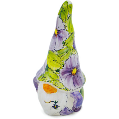 Polish Pottery Gnome Figurine 8&quot; Lilac Happiness UNIKAT