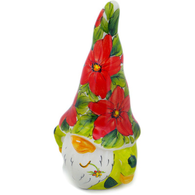 Polish Pottery Gnome Figurine 8&quot; Pretty Petunias