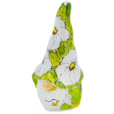 Polish Pottery Gnome Figurine 8&quot; Wonderful White Poppy UNIKAT