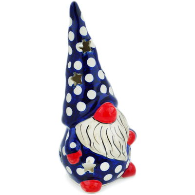 Polish Pottery Gnome Figurine 9&quot; Big Blue Eyes UNIKAT