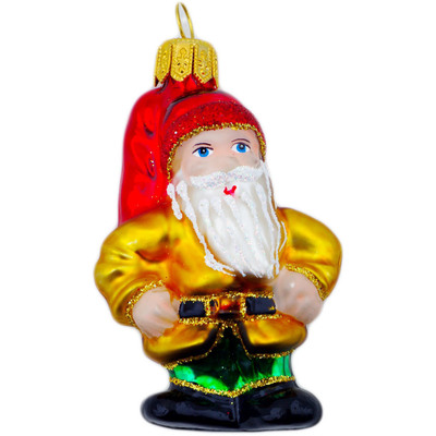 Polish Pottery Gnome Ornament 3&quot; Holly Jolly