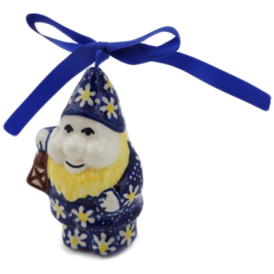 Polish Pottery Gnome Ornament 4&quot; Daisy