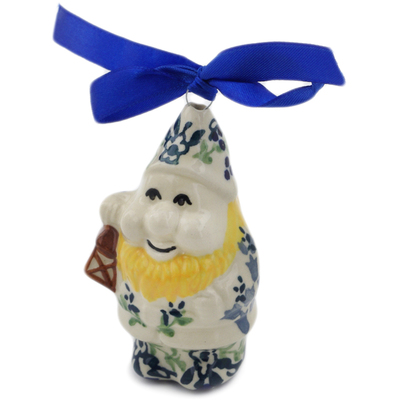 Polish Pottery Gnome Ornament 4&quot; Last Summer Flowers