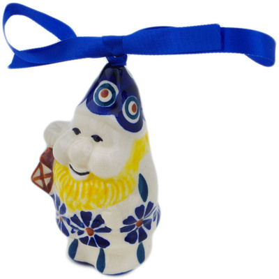 Polish Pottery Gnome Ornament 4&quot; Peacock
