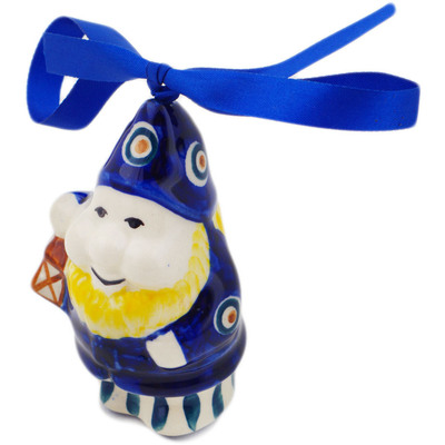 Polish Pottery Gnome Ornament 4&quot; Peacock Leaves