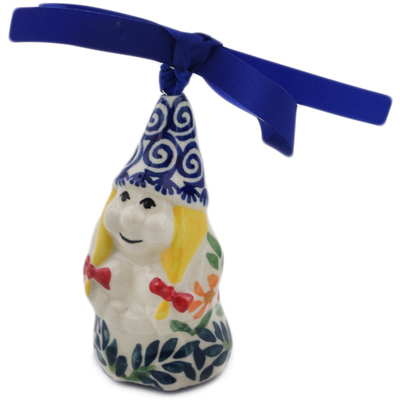 Polish Pottery Gnome Ornament 4&quot; Wave Of Flowers