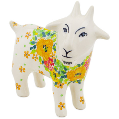 Polish Pottery Goat Figurine 6&quot; Bright Spring UNIKAT
