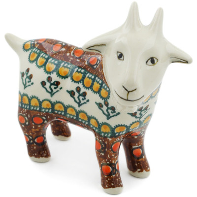 Polish Pottery Goat Figurine 6&quot; Cranberry Medley UNIKAT