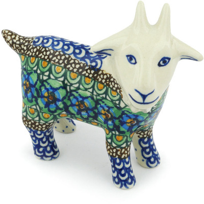 Polish Pottery Goat Figurine 6&quot; Mardi Gras UNIKAT