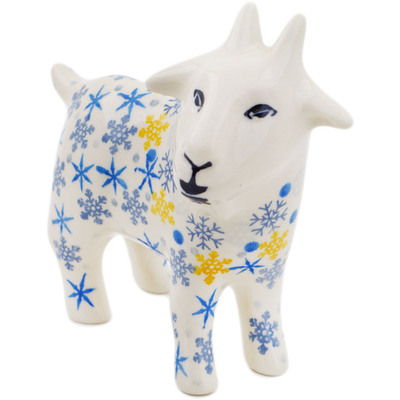Polish Pottery Goat Figurine 6&quot; Snow Is Falling