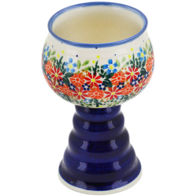 Polish Pottery Goblet 10 oz Floral Crown UNIKAT