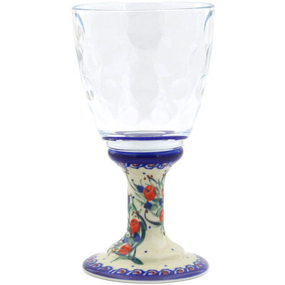 Polish Pottery Goblet 13 oz Patriotic Blooms UNIKAT