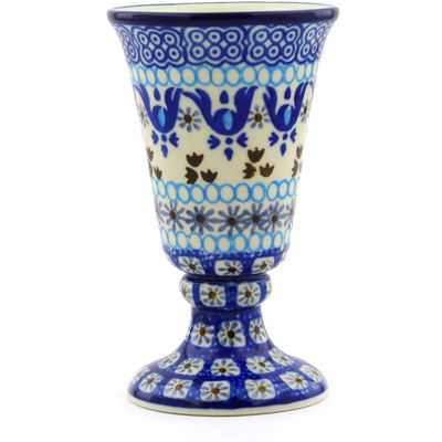 Polish Pottery Goblet 5 oz Blue Ice