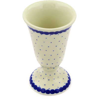 Polish Pottery Goblet 5 oz Blue Polka Dot