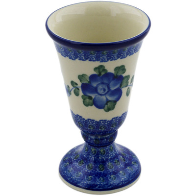 Polish Pottery Goblet 5 oz Blue Poppies