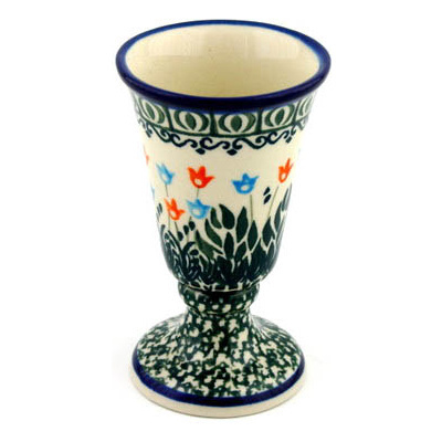 Polish Pottery Goblet 5 oz Dancing Tulips