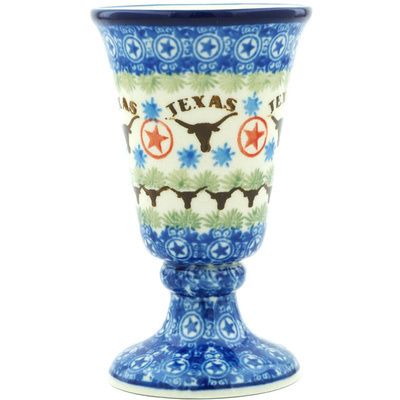 Polish Pottery Goblet 5 oz Texas Longhorns