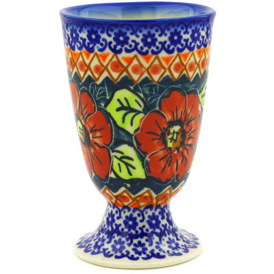 Polish Pottery Goblet 7 oz Autumn Poppies UNIKAT
