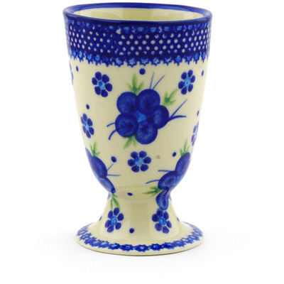 Polish Pottery Goblet 7 oz Bleu-belle Fleur