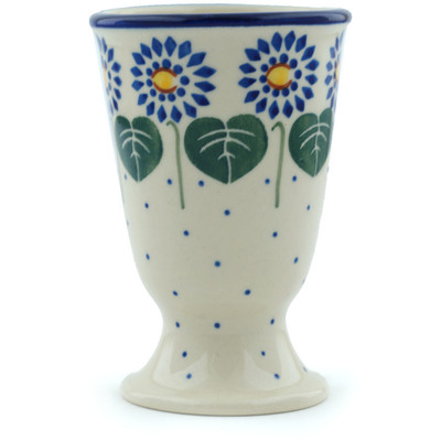 Polish Pottery Goblet 7 oz Blue Daisies