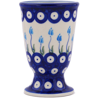 Polish Pottery Goblet 7 oz Peacock Tulip Garden