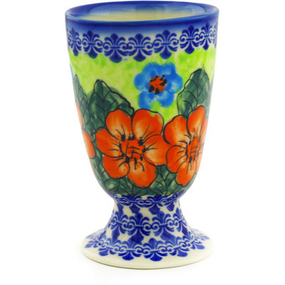 Polish Pottery Goblet 7 oz Poppies UNIKAT