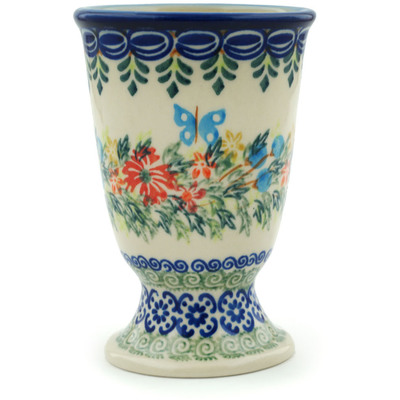 Polish Pottery Goblet 7 oz Ring Of Flowers UNIKAT