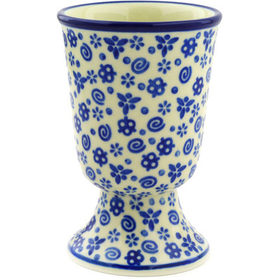 Polish Pottery Goblet 8 oz Blue Confetti
